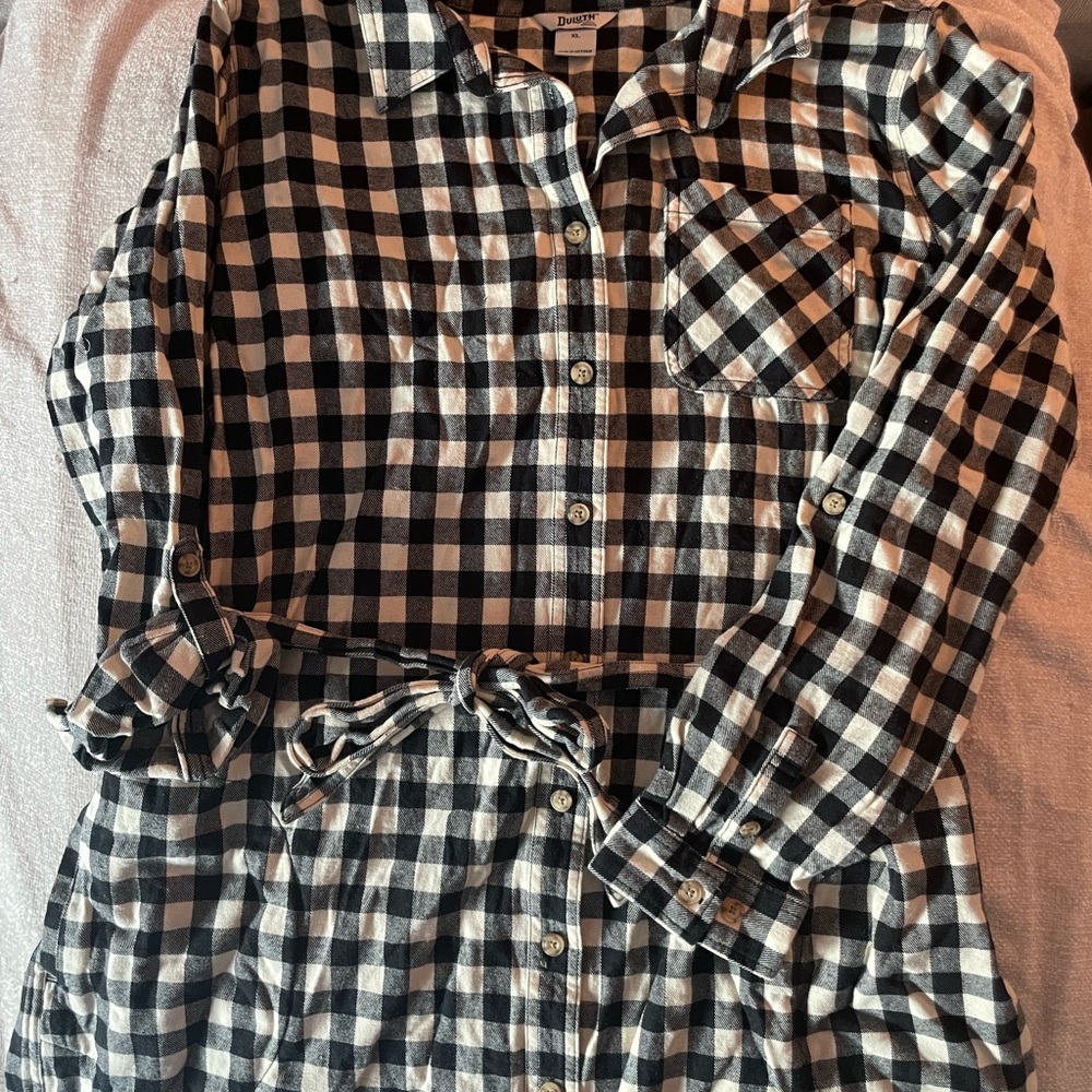 Duluth Trading Co Black Buffalo Check
Flannel Shirt Dress